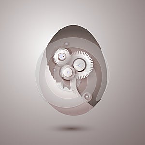 Vector background , egg with a clockwork mechanism