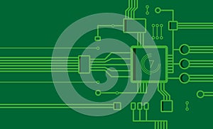 Vector background in the form of a computer chip green.
