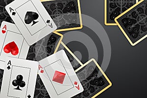 Vector background with four aces and playing cards