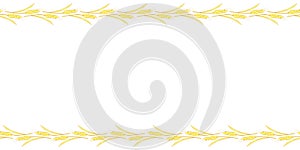 Vector Background, frame made of golden wheat or rye ears. Horizontal top and bottom edging, border, decoration