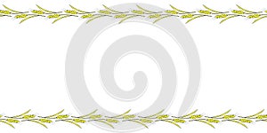 Vector Background, frame made of golden wheat or rye ears. Horizontal top and bottom edging, border