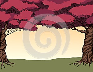 Vector background. Frame from trees