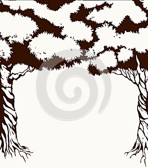 Vector background. Frame from trees