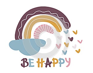 Vector background with hand drawn happy rainbows