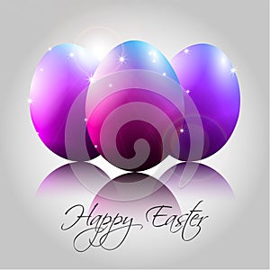 Vector Background with Happy Purple Eggs