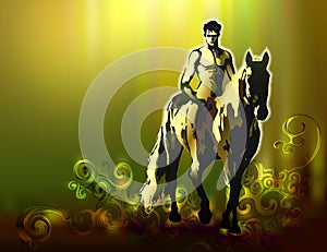Vector Background with horseman