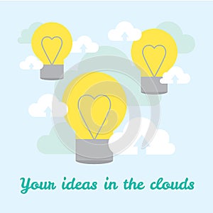 Vector background about ideas in cloud technologies.