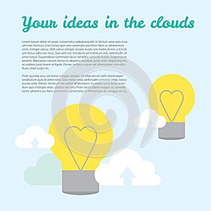 Vector background about ideas in cloud technologies.