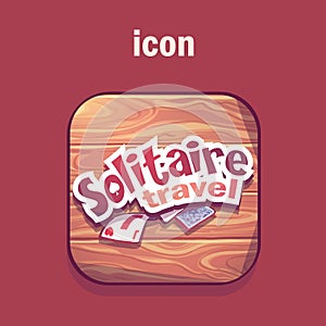 Vector background illustration - icon Solitaire travel with playing card photo