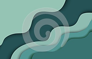 Vector background illustration in paper cut style for web design. Abstract wave illustration in green tones