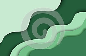 Vector background illustration in paper cut style for web design. Abstract wave illustration in green tones