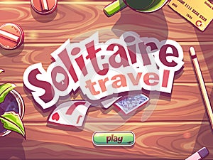 Vector background illustration Solitaire travel - window match 3 game photo