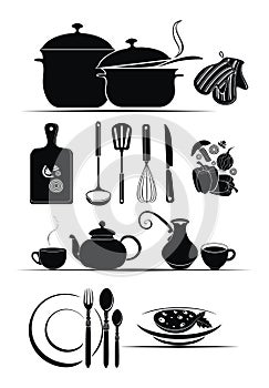 Vector background - kitchen utensils