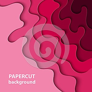 Vector background with magenta pink colorful paper cut shapes. 3D abstract paper art style, design layout for business