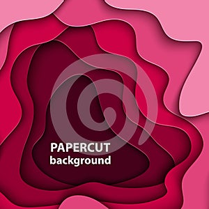 Vector background with magenta pink colorful paper cut shapes. 3D abstract paper art style, design layout for business