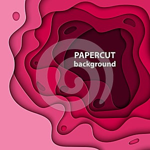 Vector background with magenta pink colorful paper cut shapes. 3D abstract paper art style, design layout for business