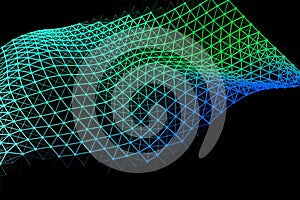 Vector background of net cells. Fish football sport syrface. Fluid flow on wind. Flag fabric data processing.