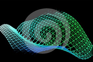 Vector background of net cells. Fish football sport syrface. Fluid flow on wind. Flag fabric data processing.