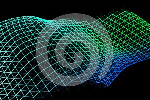 Vector background of net cells. Fish football sport syrface. Fluid flow on wind. Flag fabric data processing