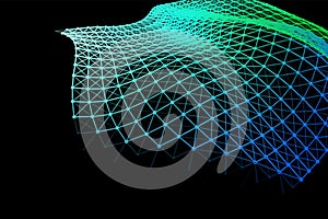 Vector background of net cells. Fish football sport syrface. Fluid flow on wind. Flag fabric data processing