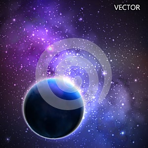 Vector background with night sky and stars. illustration of outer space and Milky Way