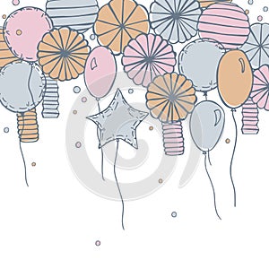 Vector background with paper Pom Poms