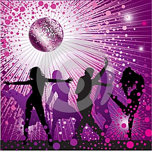 Vector background with people dancing in nightclub