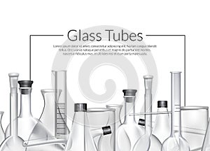 Vector background with place for text and chemical laboratory glass tubes