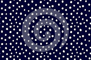 Vector background polka dot. Seamless pattern. Random points, stains, circles. Snowfall or cartoon starry sky texture