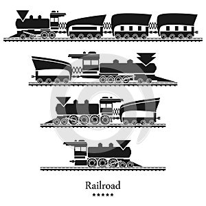 Vector background railroad, trains set