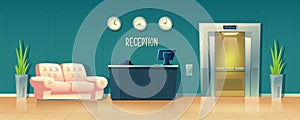 Vector background with reception desk in hotel