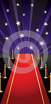 Vector background with red carpet and stars