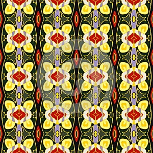 Vector background seamless pattern. Green, yellow and red colors.