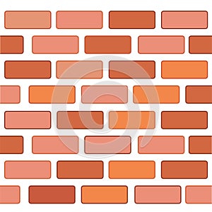 Vector Background, Seamless Red Brickwall at white