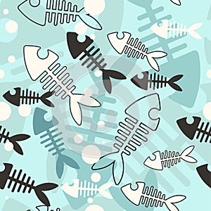 Vector background with skeleton fish