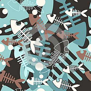 Vector background with skeleton fish