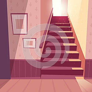 Vector background of staircase, stairs in house