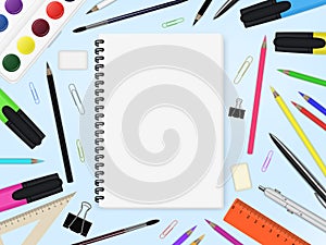 Vector background with stationery.