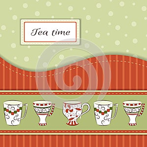 Vector background with tea cups