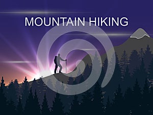 Vector background on the theme of Climbing, Hiking, Trekking, Mountaineering.