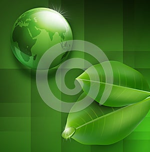 Vector background with transparent green ball-glob