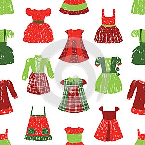 Vector background of various children dresses