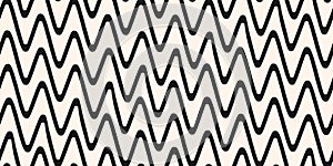 Vector background with zig zag, waves, curved stripes. Simple seamless pattern