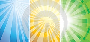 Vector backgrounds with bright flash - yellow and blue and green template