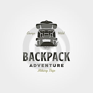 Vector of backpack vintage logo symbol illustration design, adventure hiking logo design