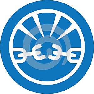 Vector badge or icon showing a chain breaking.