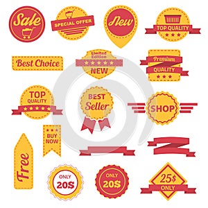 Vector badges labels, stickers and ribbons