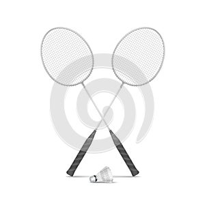 Vector Badminton Rackets with Shuttlecock Isolated