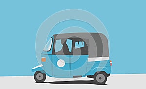 Vector Bajaj biru or Tuk tuk Public Transportation