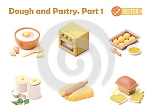 Vector bakery and bread baking icon set